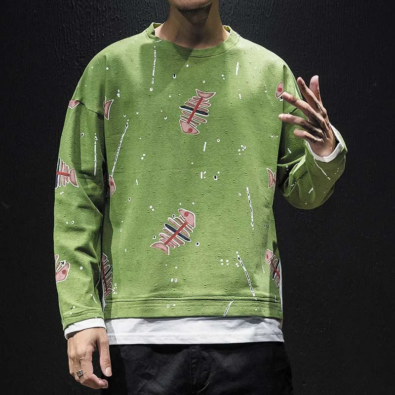

Cartoon Fish Oversize M-5XL New Fashion Autumn Fashion Long Sleeve Male Warm Men Brand Sweatshirts Lightweight Casual Hoodies
