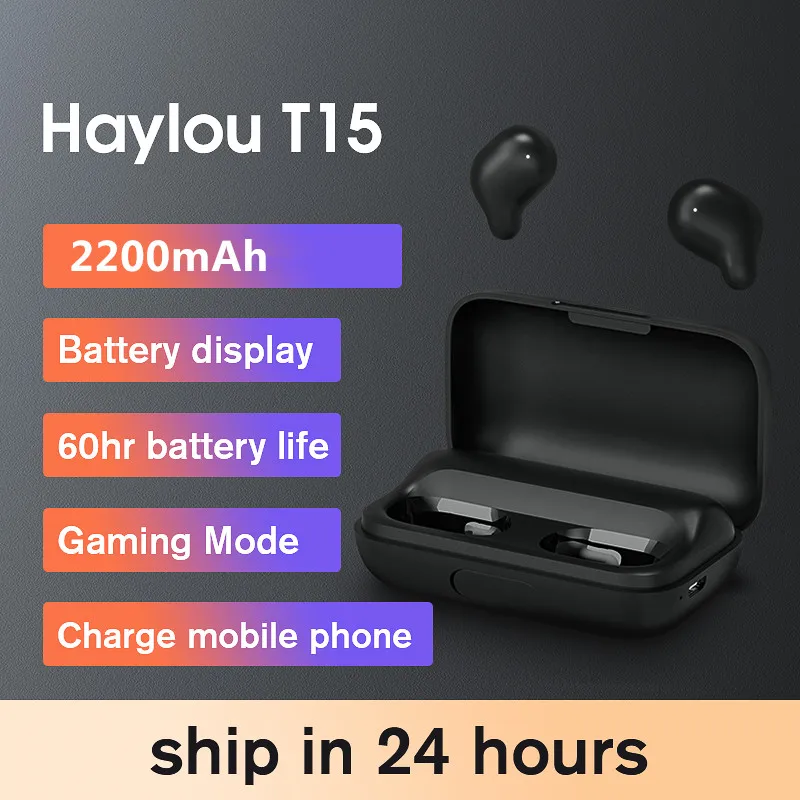TWS gaming earbuds Haylou T15 2200mAh auriculares fone bluetooth Wireless Headphones for xiaomai IOS  smartphone