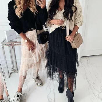 

Womens Girl Tulle Skirts Tutu Skirt Prom Crinoline Elastic High Waist Mesh Tutu Skirt Pleated Long Skirt Faldas Jupe Femmle