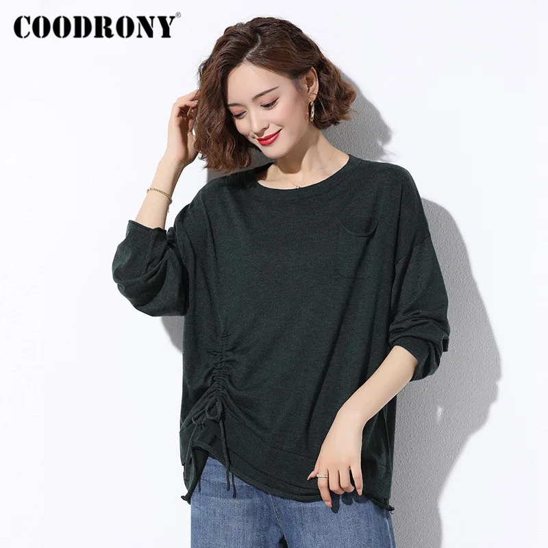 COODRONY Brand Autumn Winter Elegant Style Pullover Loose Sweaters Women Casual Knitwear Soft Basic Bow Jumpers Female W1073