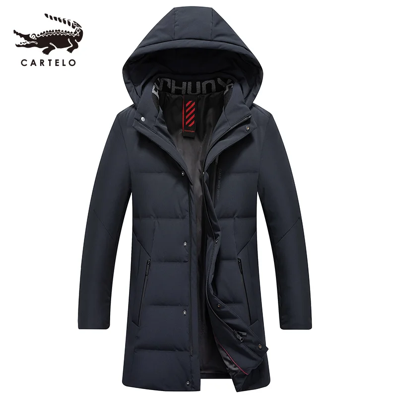 

Men's Long Duck Down Jacket Winter Thick Warm Hooded Down Coat Selected Feather Clothing Hat Detachable for Men 9251 New 2019