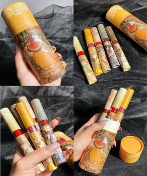 

5PCS/SET Waterproof Nude Matte Velvet Glossy Lip Gloss Lipstick Lip Balm Sexy Red Lip Tint Women Fashion Makeup Gift Box