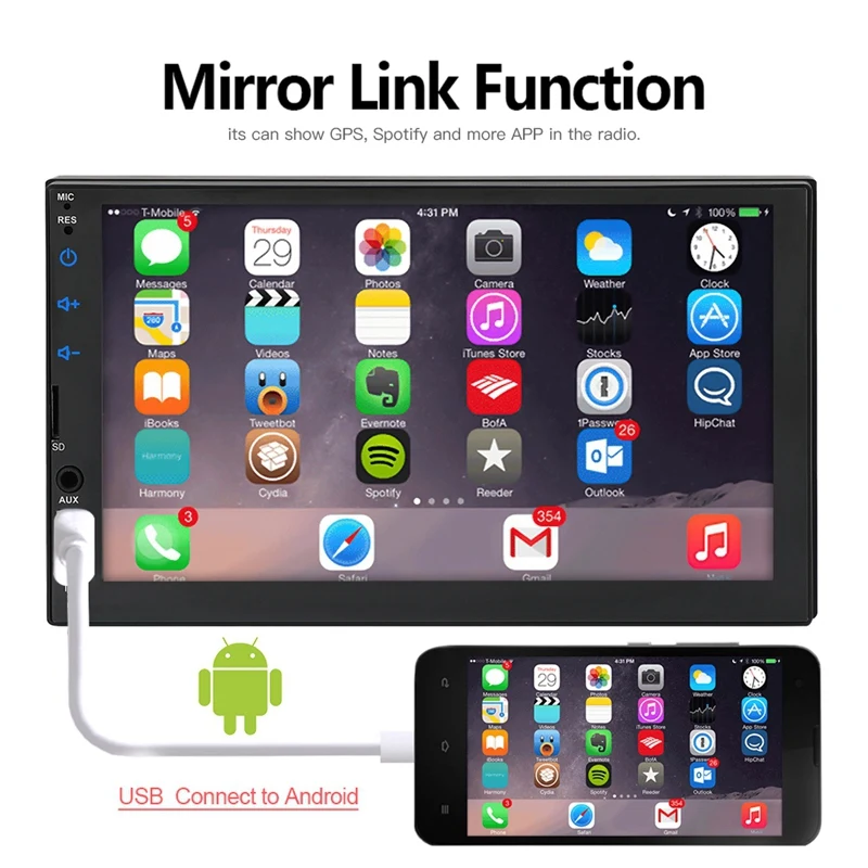 Автомобильный MP5 плеер, 7 дюймов 2DIN GM радио 1920x1080 HD DVD плеер с Bluetooth CarPlay FM gps навигация