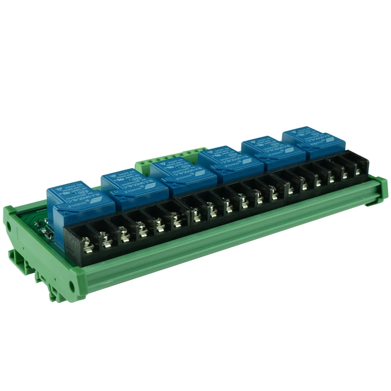 6 channel high-current Trigger Voltage relay module 30A, 5V 12V and 24V input, DIN rail mount PLC industrial control module