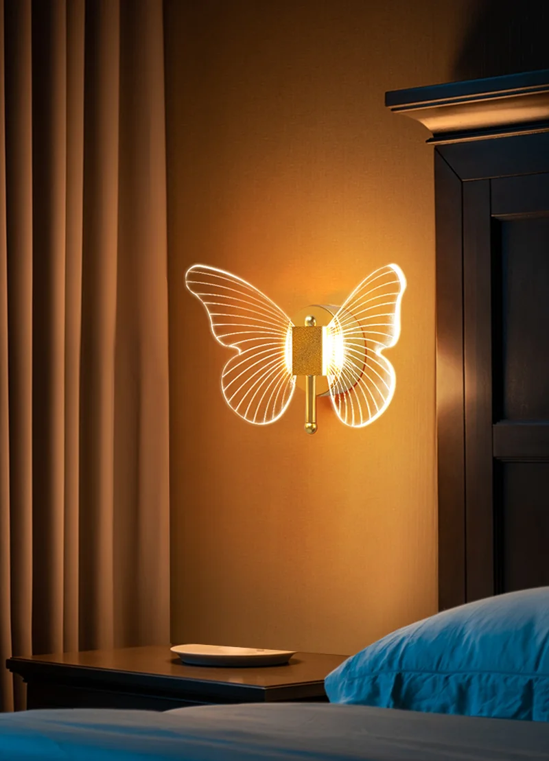 Butterfly LED Wall Lamp Bedside Wall Light Indoor Lighting For Home Bedroom Living Room Decoration Background Light Fixture wall light fixture