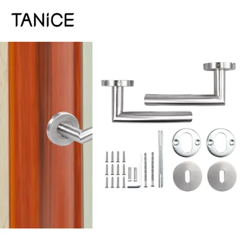 

TANiCE Stainless Steel Door Handle Set S-Shape Hardware Fitting BB PZ WC For Bedroom Bathroom Door Lever Lock Set