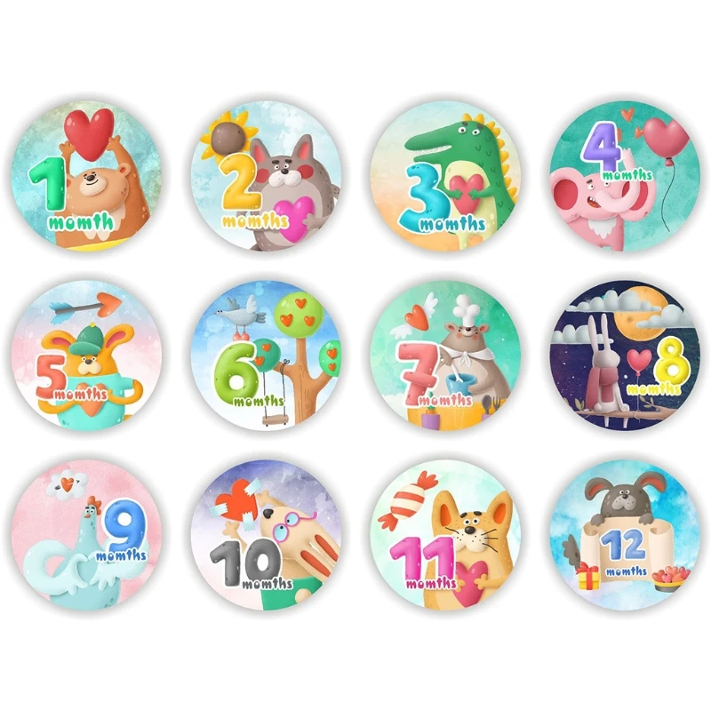 souvenirs for a newborn baby boy 12 Pcs/Set Baby Pregnant Monthly Stickers Cute Dinosaur Memory Recording Milestone Sticker Newborn Growth Photo Photography C6UF hand & footprint makers book Baby Souvenirs