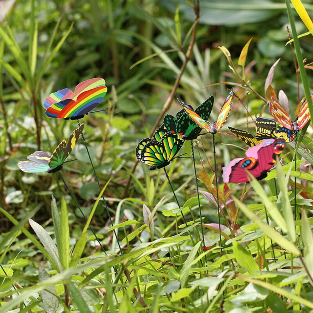 Outdoor Butterfly Stakes Yard Lifelike Flower Pot Bed Garden Decor Art | Дом и сад