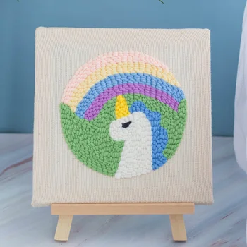 

Cartoon Unicorn DIY Punch Needle Embroidery Kit Pattern Printed Cross Stitch for Beginner Handmade Sewing craft Home Decor