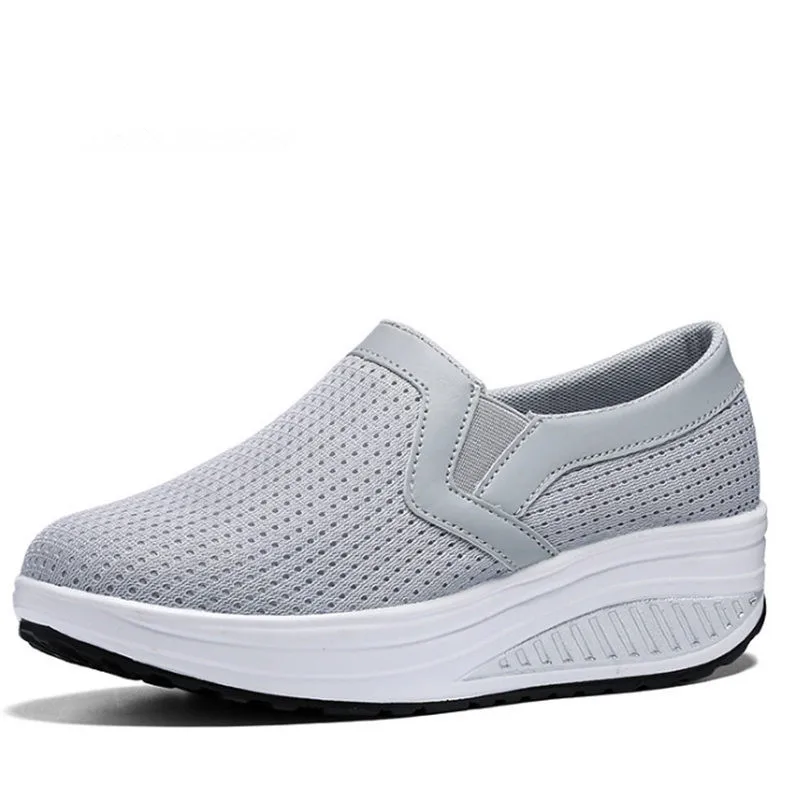 C Дышащая обувь на платформе для бега; кроссовки на танкетке; zapatos de mujer; Легкие кроссовки; Женские спортивные туфли; женская обувь; chaussure femme - Цвет: C