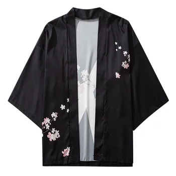 

The most handsome shirt! Summer Japanese Five Point Sleeves Kimono Mens And Womens Cloak Jacke Top Blouse рубашка Purchasing