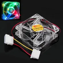 Colorful  LED Computer Case Fans Quad 4-LED Light Neon Clear 80mm PC Computer Case Cooling Fan Mod 80MM High Quality Wholesale