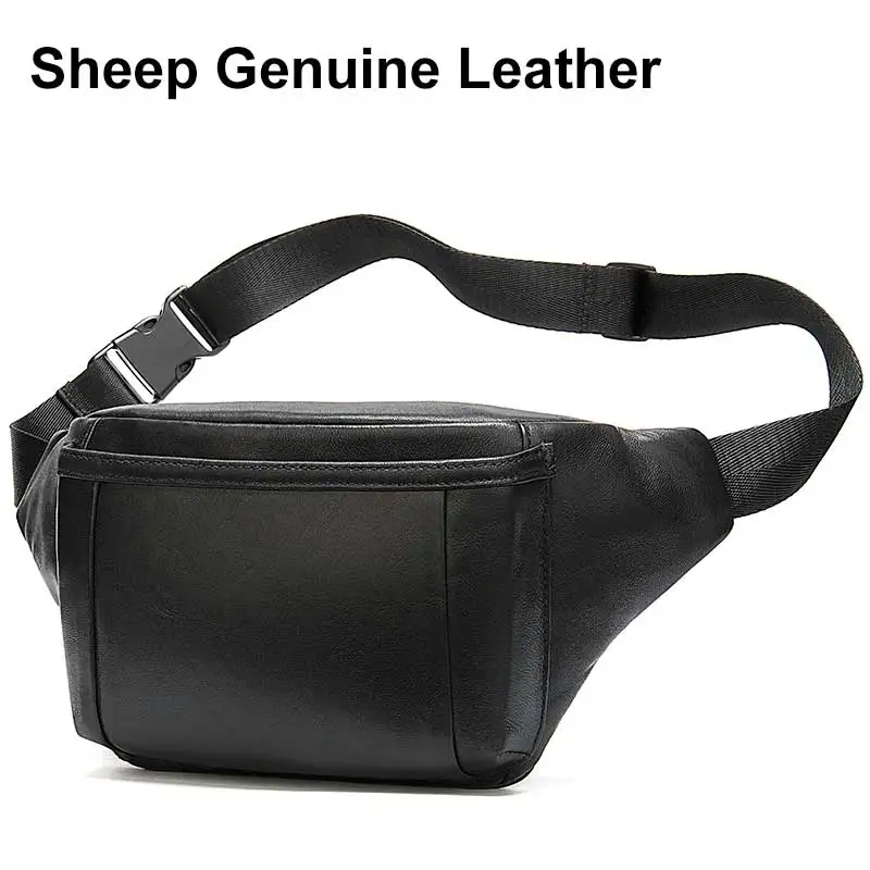 Black Sheep leather men's waist pack fanny pack belt bag men Leather belt waist