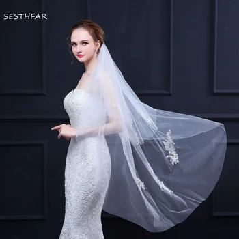 

Two Layers Voile Mariage Short Tulle Wedding VeiL With Comb Bridal Veil Cheap Wedding Accessories Veu de Noiva