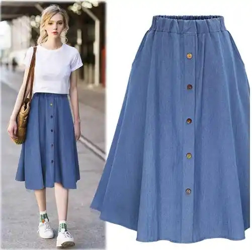 long midi denim skirt