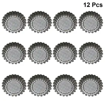 

12pcs Stainless Steel Egg Tart Molds Round Lace Egg Tart Molds Reusable Baking Molds For Cake Cookie Cupcake Tartlet Moulds