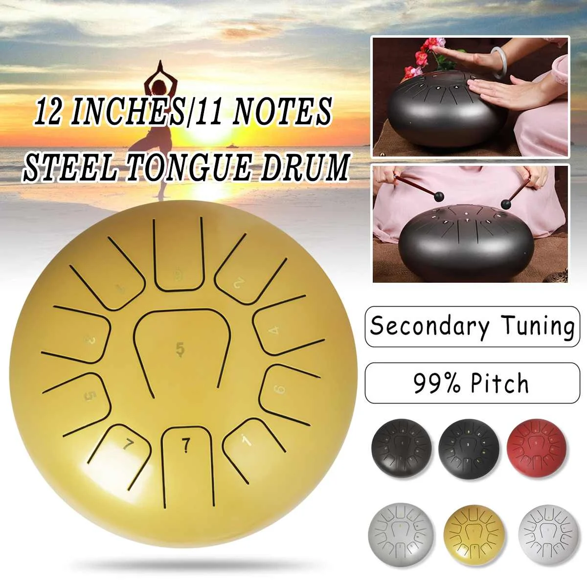 

12'' Steel Tongue Drum 11 Notes Handpan Drum Tankdrum Instrument With Mallets Storage Bag for Kids Adult Percussion Instruments