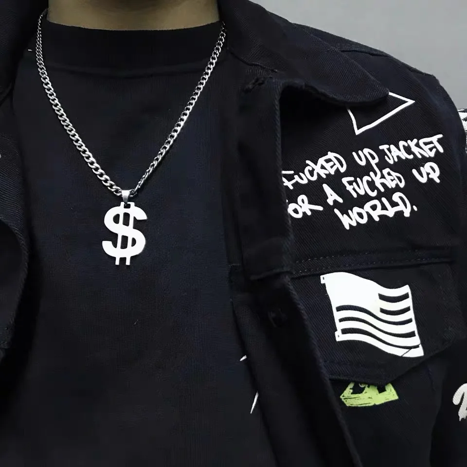 

Jewelry 2020 Neck Chain Woman Necklace Hip Hop Punk Style Dollar Suspension Pendant Men's Chain Gothic Grunge Necklace