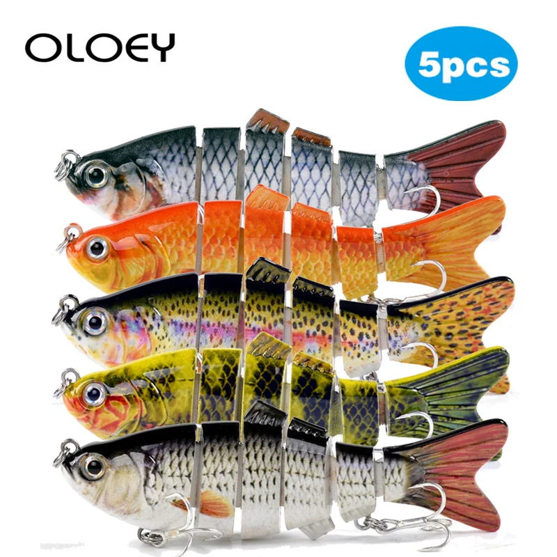 OLOEY 5Pcs Fishing Lure Hard Artificial Bait 10cm 17.5g Sinking Wobblers Jig 3D Eyes Fishing Tackle Jointed Crankbait Swimbait