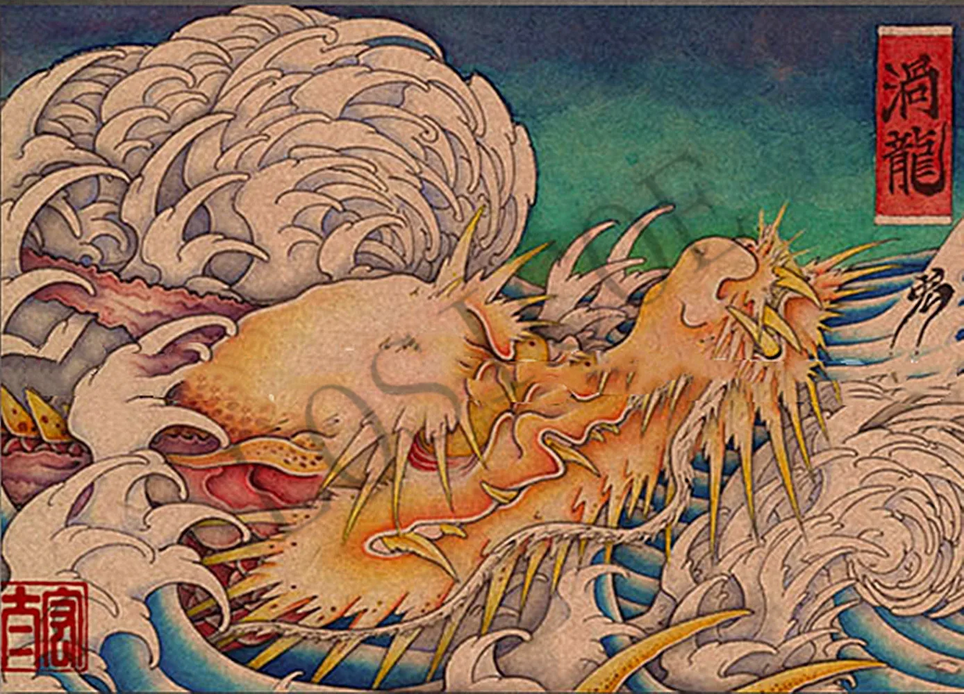 Koi Fish \ Dragon Phoenix Snake Samurai Tiger Buddha пион Ukiyo-e тату в стиле ретро крафт-бумага постеры