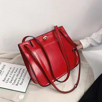 

Solid color Square Tote bag 2020 Fashion New High quality PU Leather Women's Designer Handbag Lock Shoulder Messenger Bag
