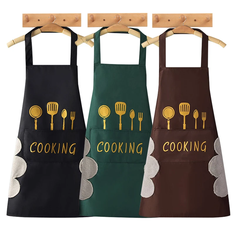 

Reindeer Pocket Kitchen Wipeable Waterproof Oil-Proof PVC Adult Bib Kitchen Nail Salon Master Apron For Women Baking Accessories