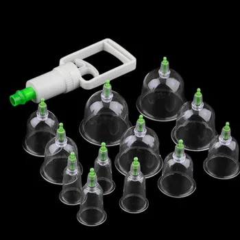 

Effective Health Care 12 Cupping Cups Medical Vacuum Cans Suction Therapy Device Back Body Massage anti-cellulite massager Set