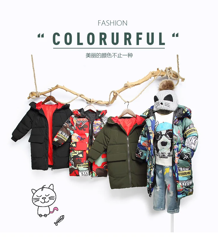 new winter item girl and boy cool long thick warm coat kids parkas
