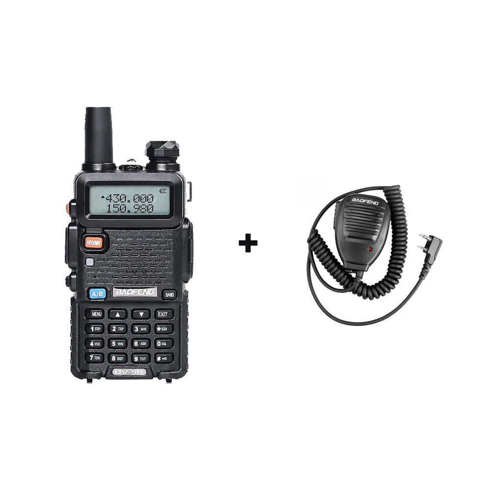 BaoFeng 8 Вт UV-5R портативная рация профессиональная двухсторонняя радио Baofeng UV5R трансивер УКВ портативная охотничья радиостанция - Цвет: add 1 microphone