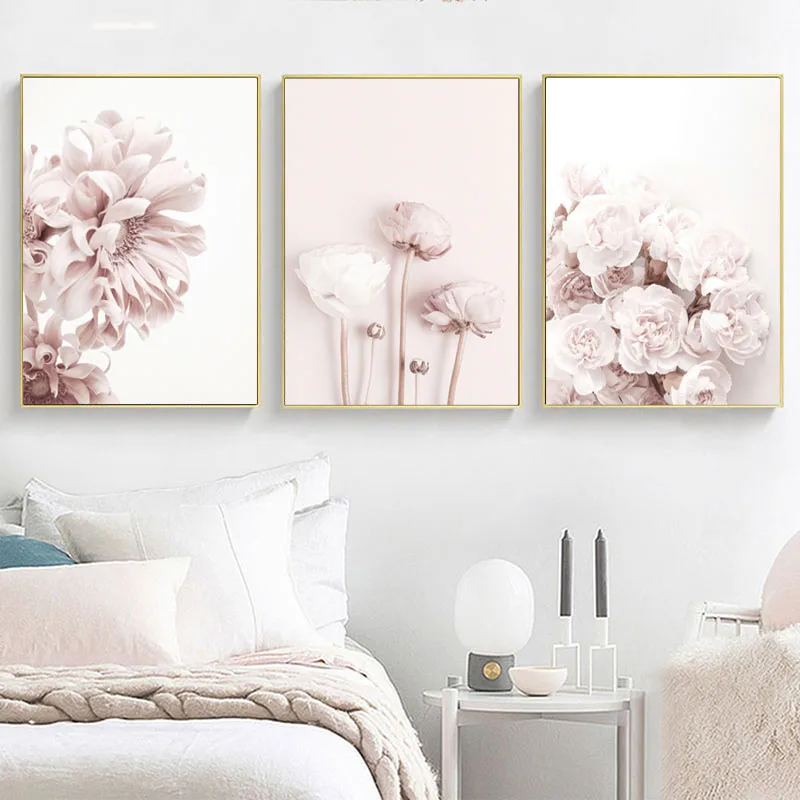

Modern Flower Wall Pictures for Living Room Pink Canvas Printings Unframed Poster Cuadros Decoracion Salon Wall Art Painting