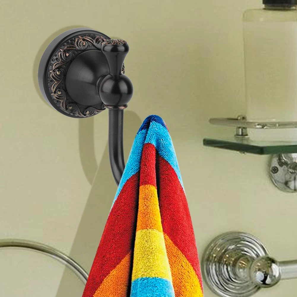 Bathroom Rack Classic Antique Style Black Bronze Single Robe Hat Coat Hanger Hook Wall Clothes Hooks Bathroom Wall Hook Rack
