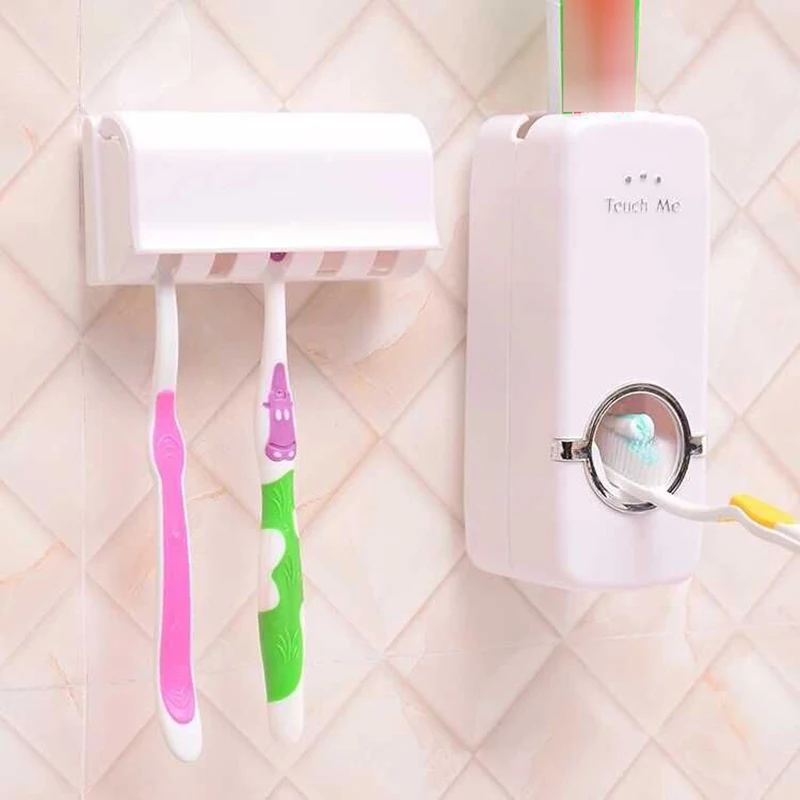 Зубная щётка держатель Аксессуары для ванной комнаты набор автоматический диспенсер зубной пасты, для зубной щетки настенное крепление стойки Ванная комната организатор