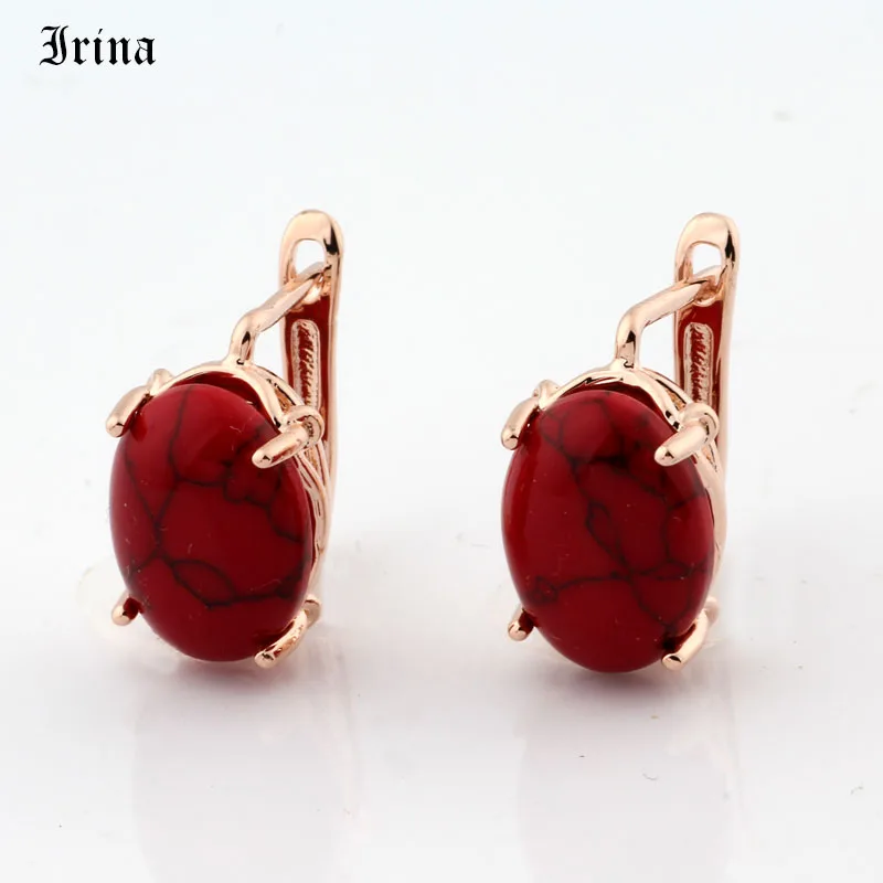 

Irina Elegant Simplicity Round Drop Earrings with Synthetic stone Fashion 585 Rose Gold Jewelry Earring for women
