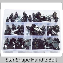 M5 M6 M8 Six-Lobe Knob Thumb Screw Thread Star Shape Clamping Handle Bolt Industry Equipment Plastic Carbon Steel Assortment Kit