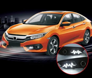 

For Honda Civic sedan 4DR 2016-2017 Flowing LED DRL Front and rear bumper daytime running lights Car styling accessories