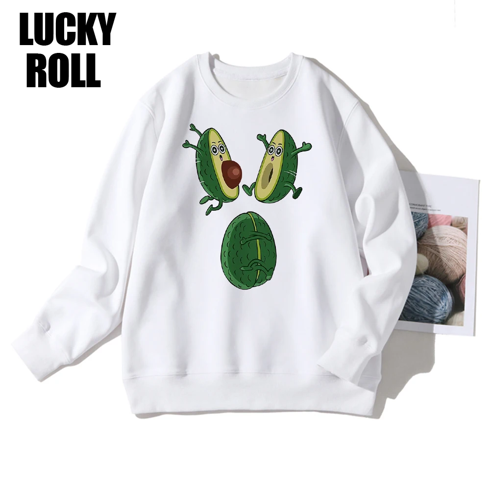 

LUCKYROLL Undefined Korean Style Sweatshirts For Couples Avocado Winter Clothes Pullover Cartoon Long Sleeve O-Neck Tracksuit