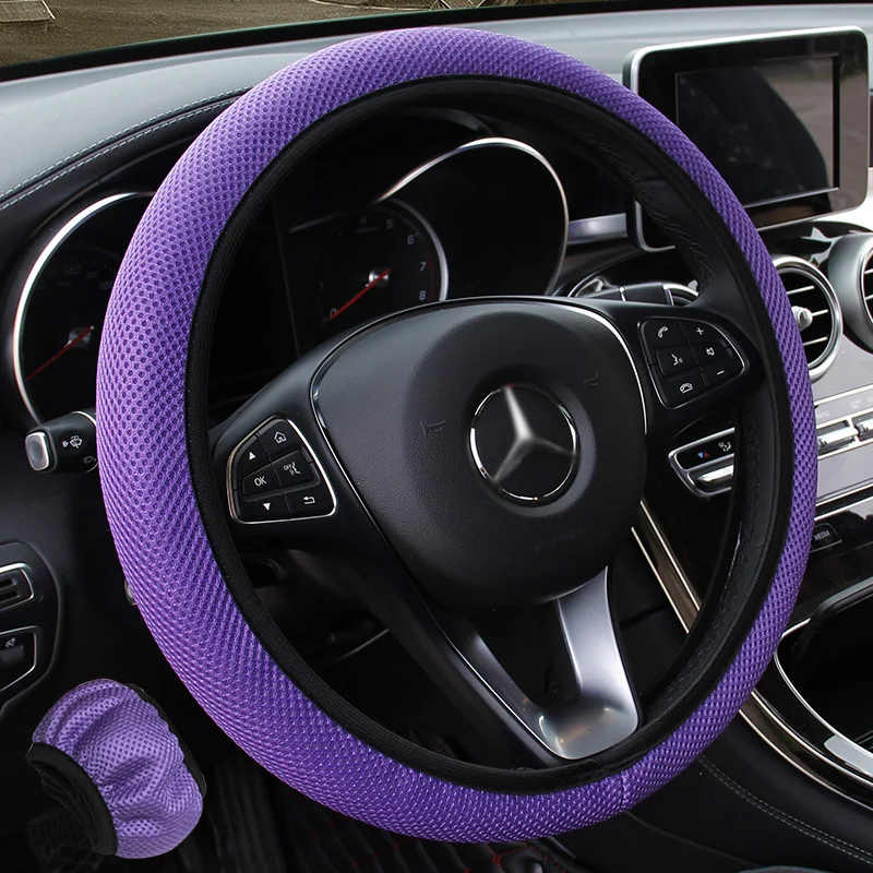 Универсальный дизайн чехлы рулевого колеса автомобиля светоотражающие из искусственной кожи чехол на руль бизнес аксессуары YS5010 - Название цвета: C6 purple