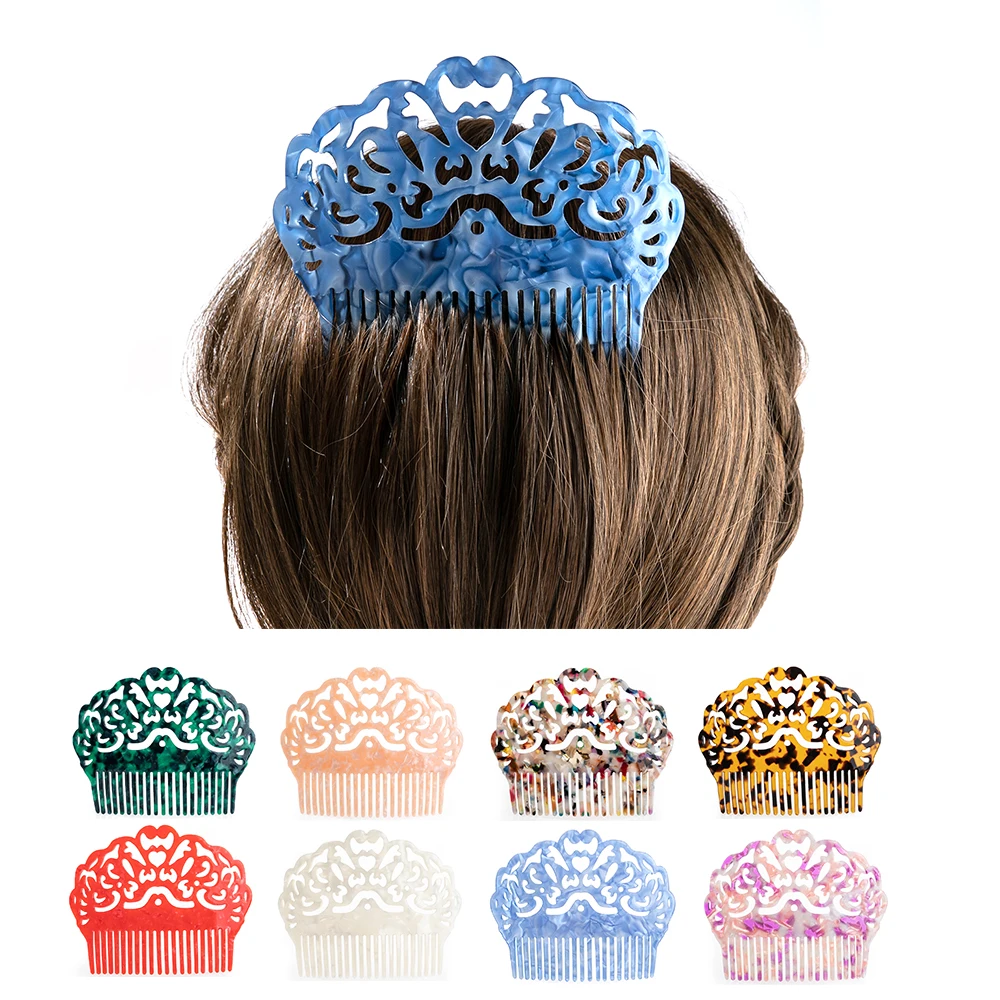 Pentes vintage coloridos em acetato, acessórios com imitação de casco de tartaruga, presilhas de cabelo femininas, acessórios para cabelo flamenco, joias de pente 2021_voghion.com