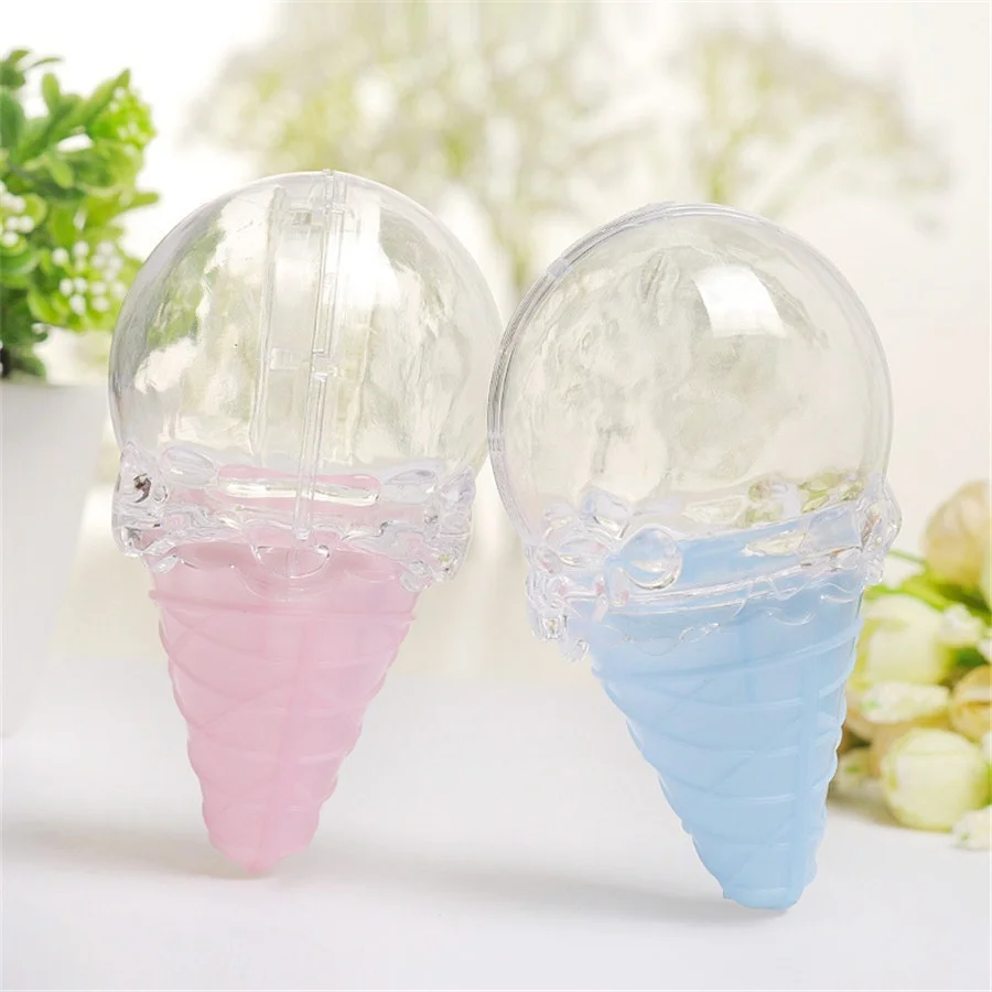 16pcs 미니 플라스틱 아이스크림 모양의 사탕 상자 베이비 샤워 세례 파티 웨딩 과자 홀더