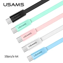 10 шт/много type C USB кабель, USAMS USB C кабель для samsung S9 s8 плюс кабель передачи данных для быстрой зарядки для Xiaomi 6 кабель зарядного устройства