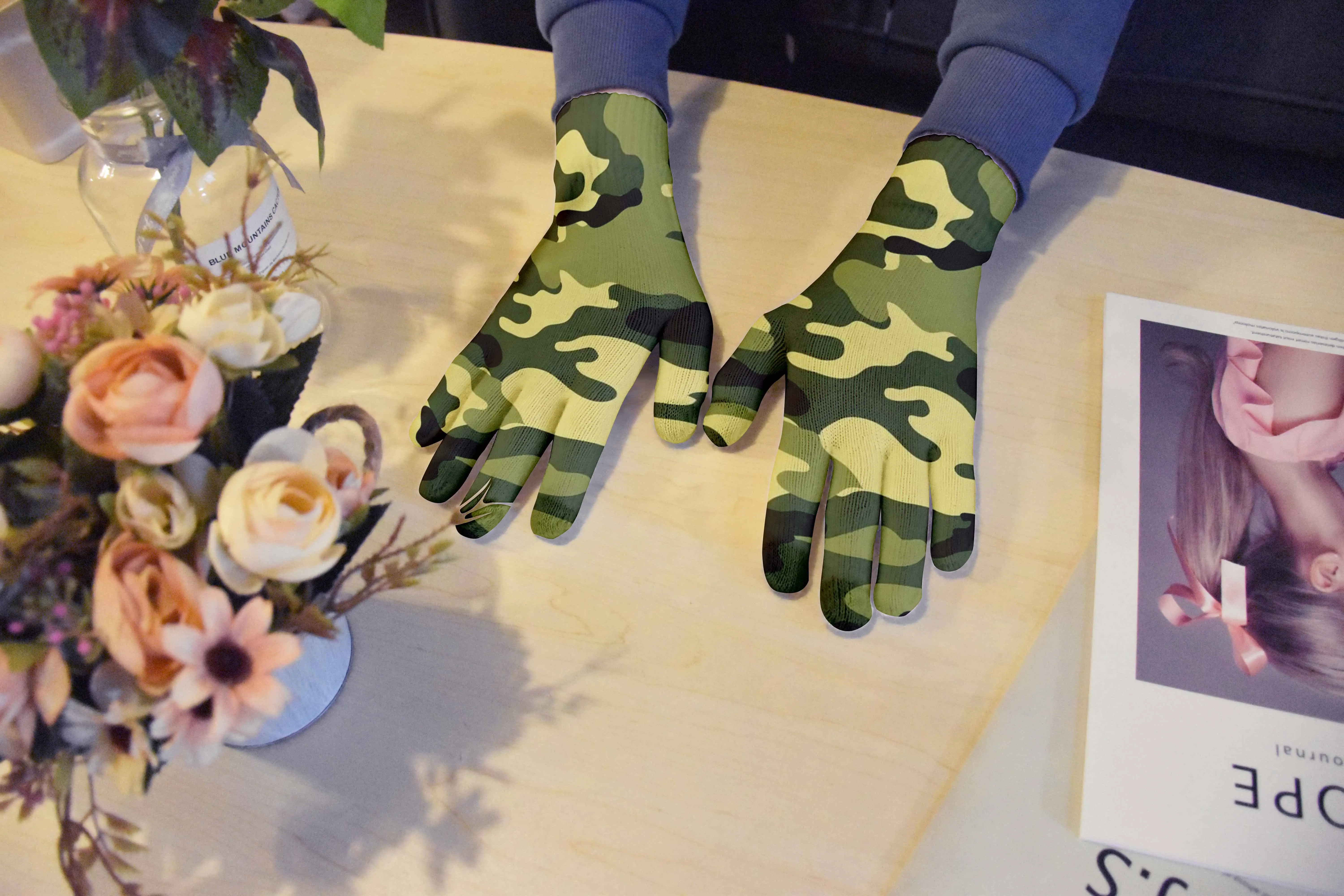 Camouflage Series Spring Mittens For Men Working Garden Knitted Gloves Touch Screen Mobile Phone Outdoor Sports Cycling Gloves hardy work gloves