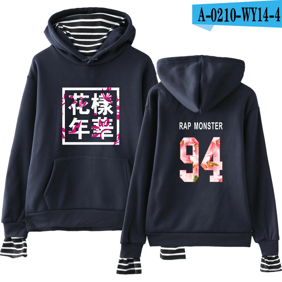 blue Bangtan мальчики JUNG KOOK JIN V пуловер кепка хип хоп Kpop Harajuku одежда поддельные две части толстовки кофты для женщин/мужчин kpop - Цвет: blue