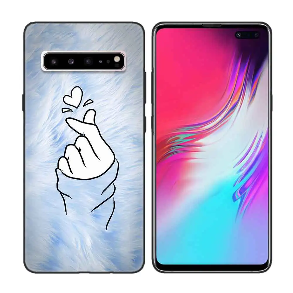 Черный мягкий силиконовый чехол для samsung Galaxy S7 S8 S9 S10 5G S10E J4 J6 J8 M20 Note 8 9 10+ Edge Plus Love on the fing - Цвет: Прозрачный