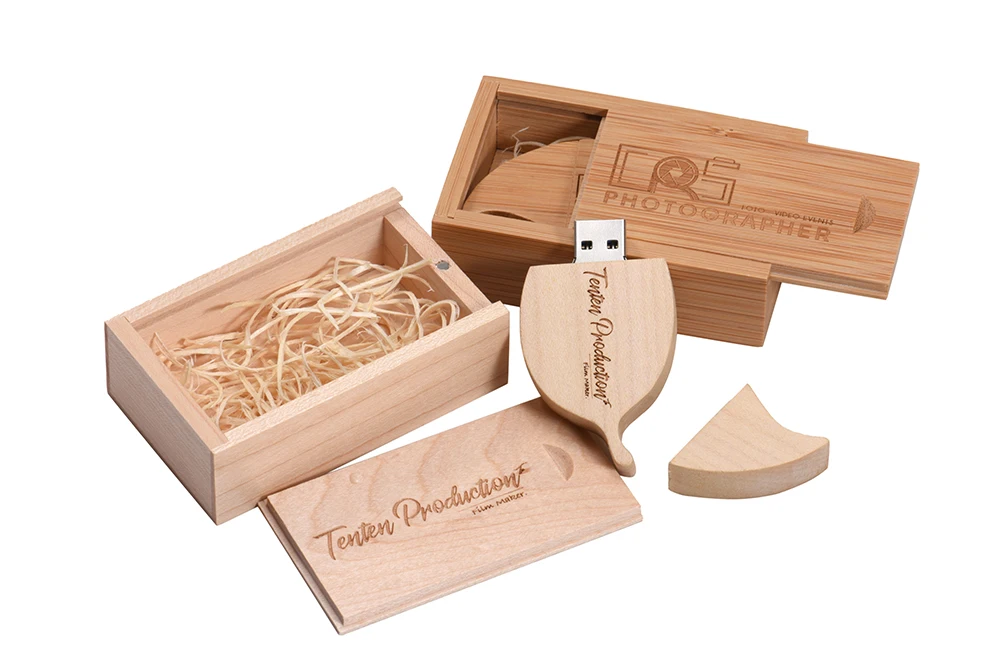 JASTER флеш-накопитель USB 3,0 leaf+ деревянная коробка для хранения USB ручка-накопитель карта памяти 4G 8G 16GB 32GB 64GB 128GB U диск Рождественский подарок