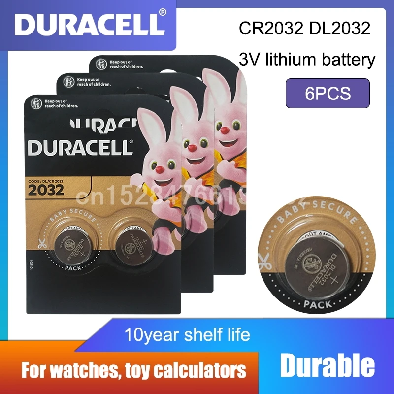 6 шт. абсолютно новый аккумулятор для DURACELL DLCR2032 CR2032 ECR2032 GPCR2032 3 в кнопочные