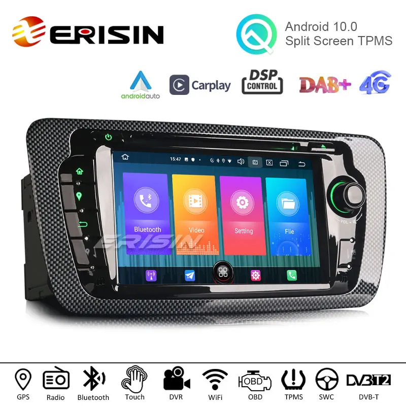 Erisin 7" DAB_In Android 10.0 Autoradio for SEAT IBIZA CarPlay DSP Bluetooth RDS DVB-T2 