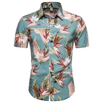

Men's brand summer creative fashion business casual short sleeve Hawaiian beach vacation business shirt shirts men dress