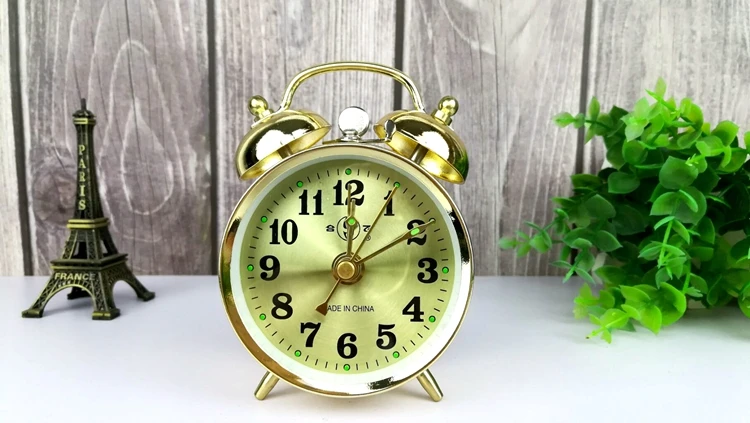 Réveil sans radio,Réveil mécanique en métal,horloge de Table de chevet