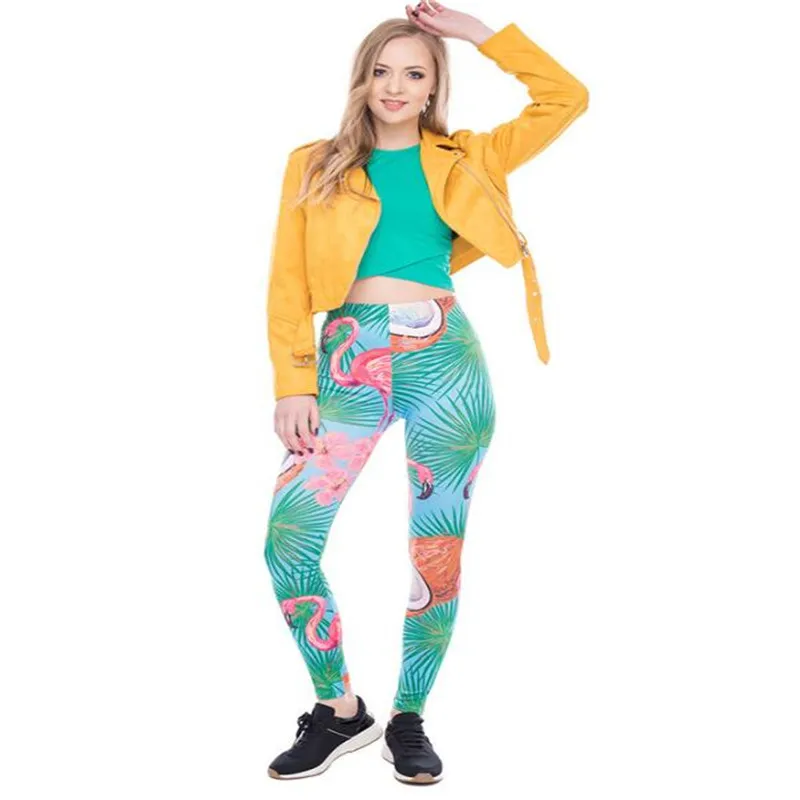 Fashion  Women Legging Round Ombre Printing Slim High Waist Polyester Fiber Leggings Woman Pants