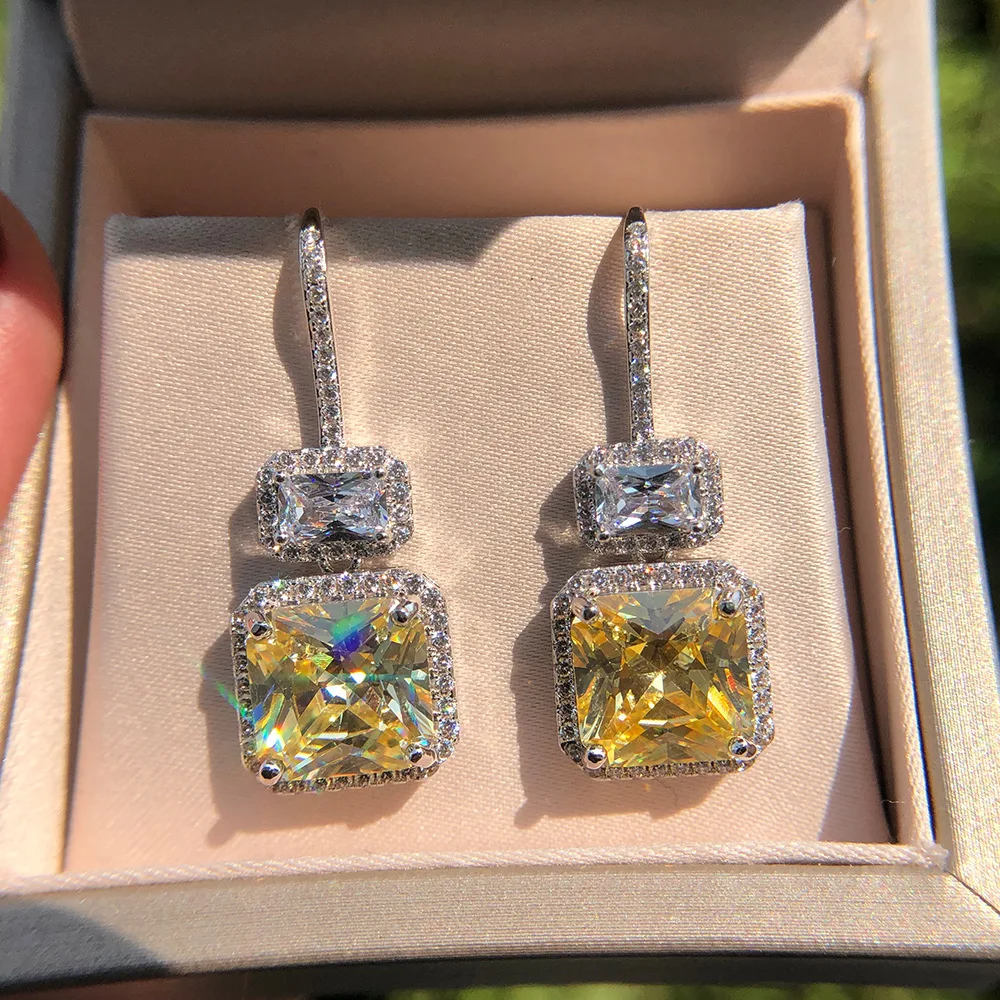 Побрякушки оригинал Стерлинговое Серебро 925 пробы 4ct топаз Подвесные серьги под